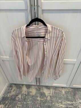 a new day Pink and White Striped Button Down Shirt